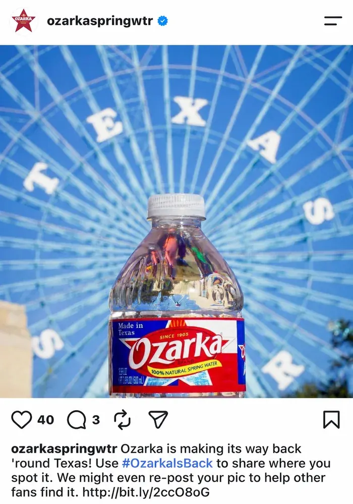 Ozarka Instagram post