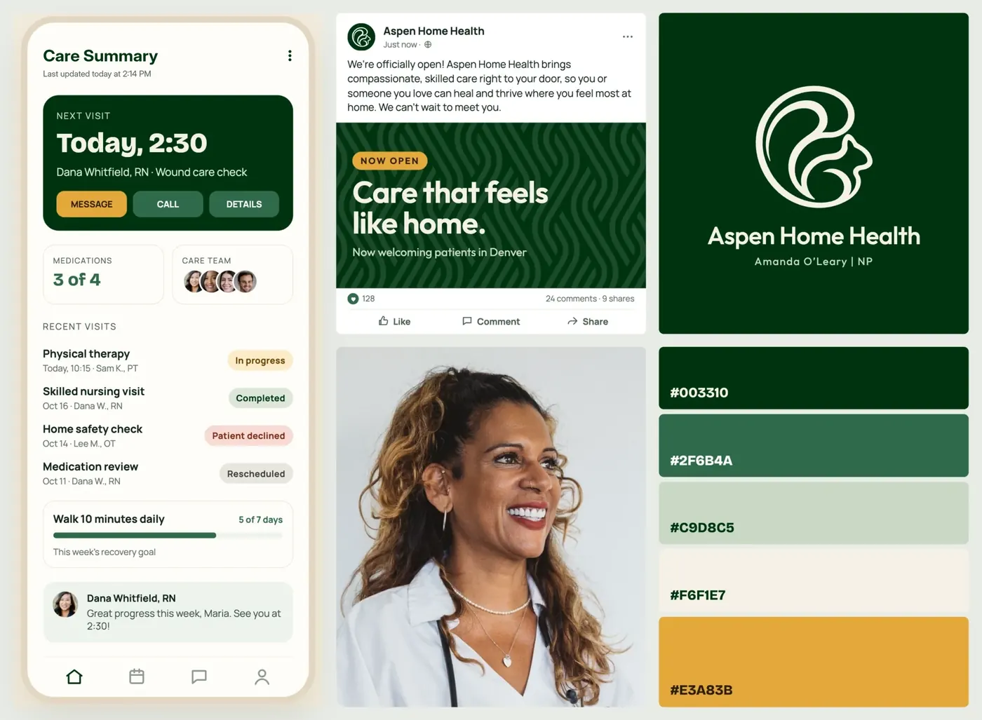 Aspen Home Health brand board