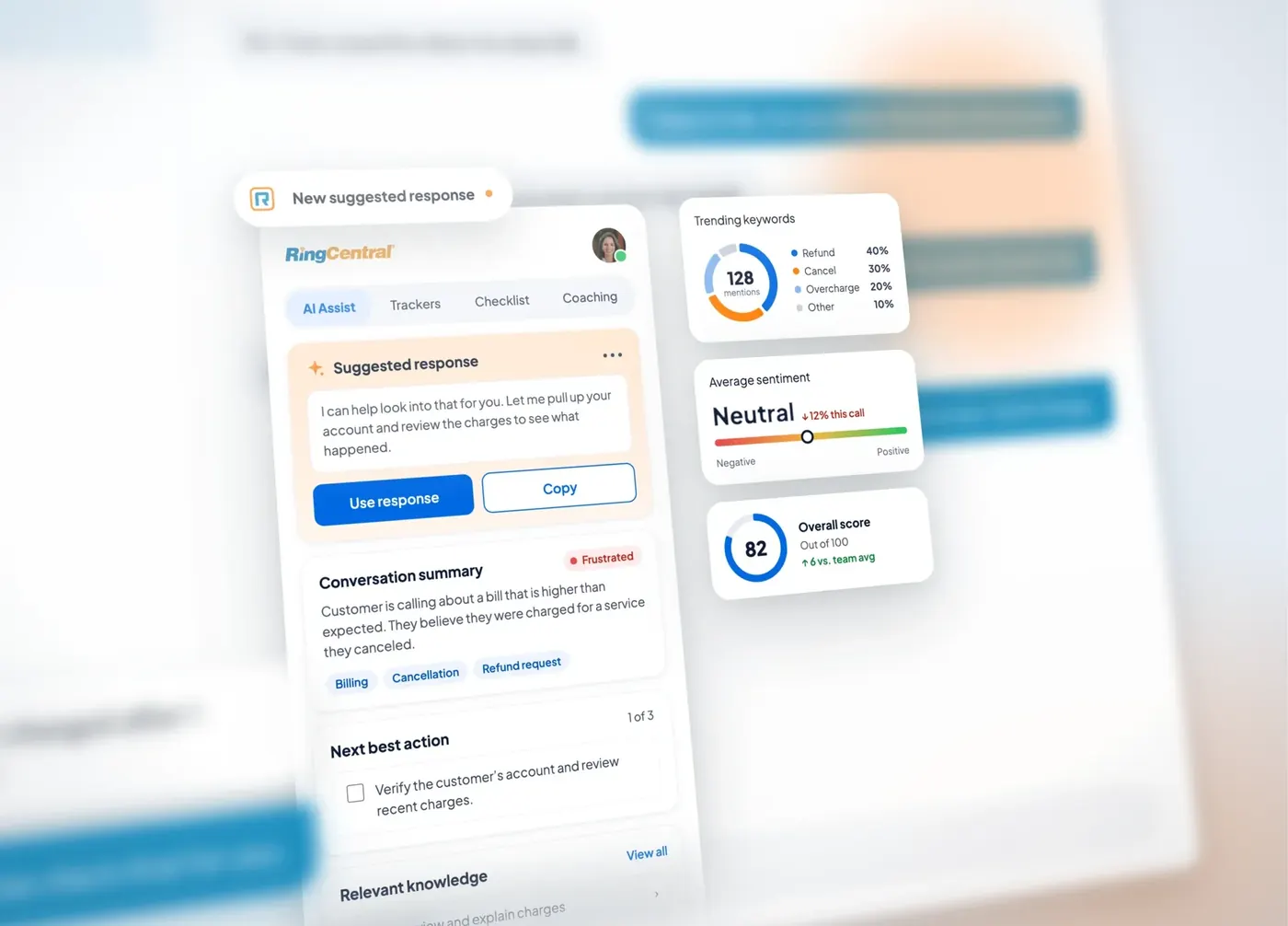 RingCentral AI Agent Assist dashboard